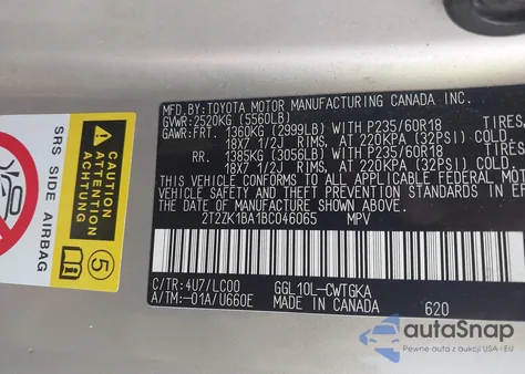 2011 Lexus Rx 350 from USA, damaged, VIN 2T2ZK1BA1BC046065